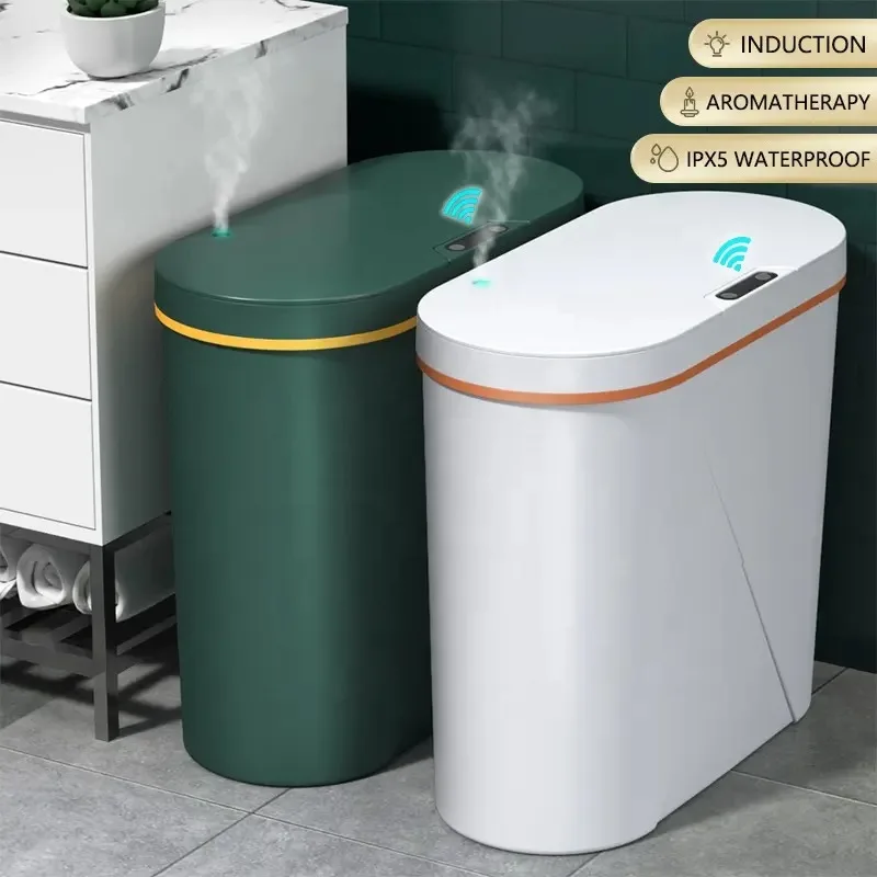 

15L Aromatherapy Smart Sensor Trash Can Garbage Bin Electronic Trash Bin Narrow Toilet Rubbish Wastebasket for Home Kitchen Bath