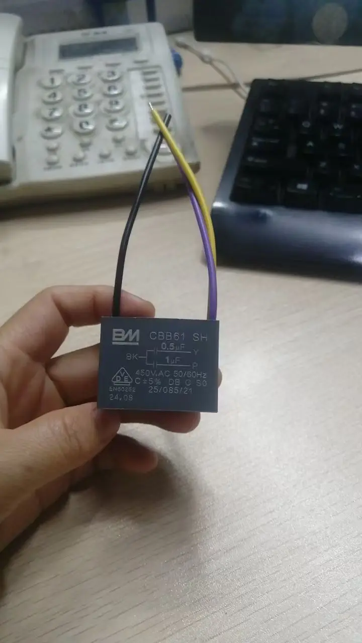 Capacitor 0.5uF+1uF 3 Wires 450V 50/60Hz For Ceiling Fan fan capacitor cbb capacitor motor capacitor