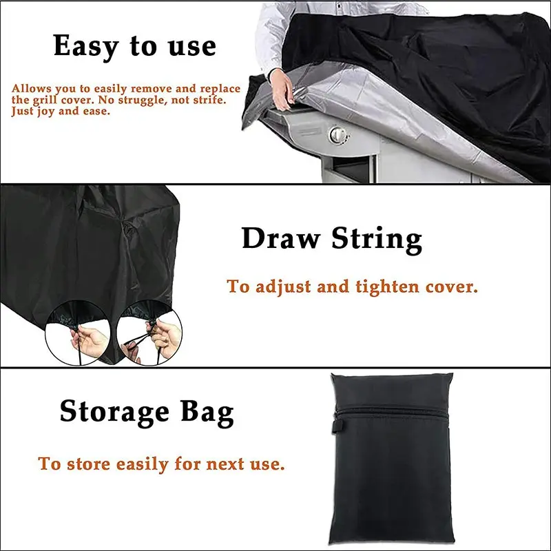 Outdoor BBQ Grill Cover 420D Oxford Barbecue BBQ Covers Heavy Duty Waterproof Dust-proof Protective Cover Kitchen Accessories