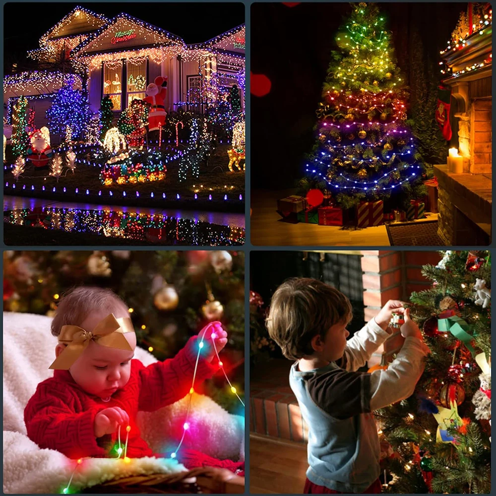 USB RGBIC Smart Fairy String Lights WS2812B Waterproof PVC Wire Bluetooth String Light Decoration For Christmas Party Wedding Home