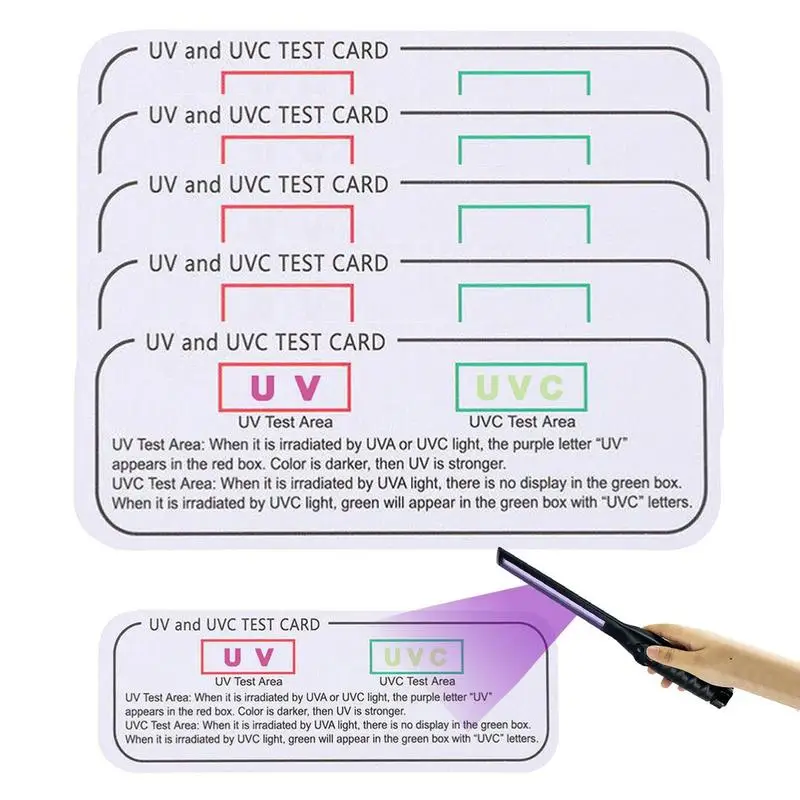 UV Test Card Reusable Card To Test UV Light 5 Pcs UV Light Test Cards To Check UV Protection Level UVA & UVC Light Identifying
