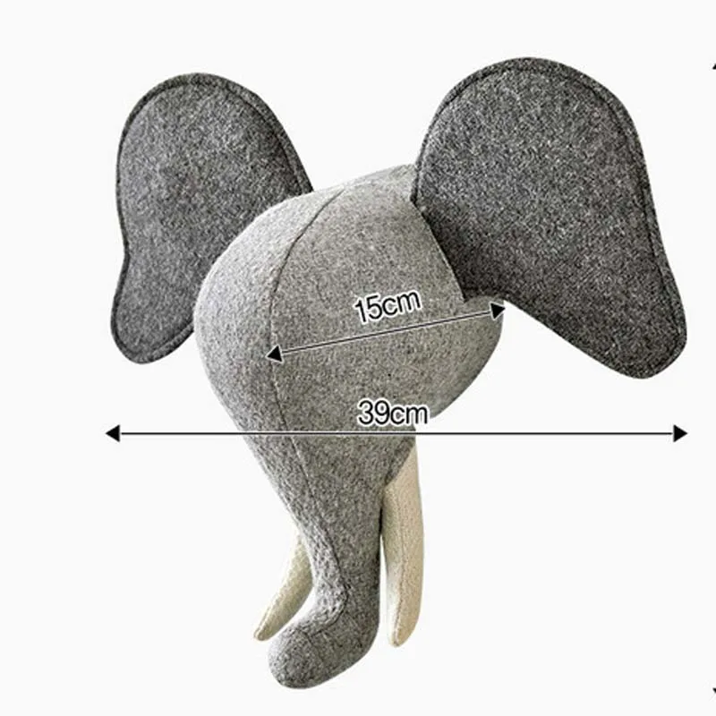 Home Decor Plush Toy Animal Head Wall Hanging Pendant Mural Living Room Bedroom Children's Room 3d Background Wall Decoration 4