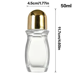 Transparent Glass Roller Bottles for Essential Oils - Travel - Friendly with Roller Ball Applicator, Available in 30ml and 50ml Sizes (50ML)