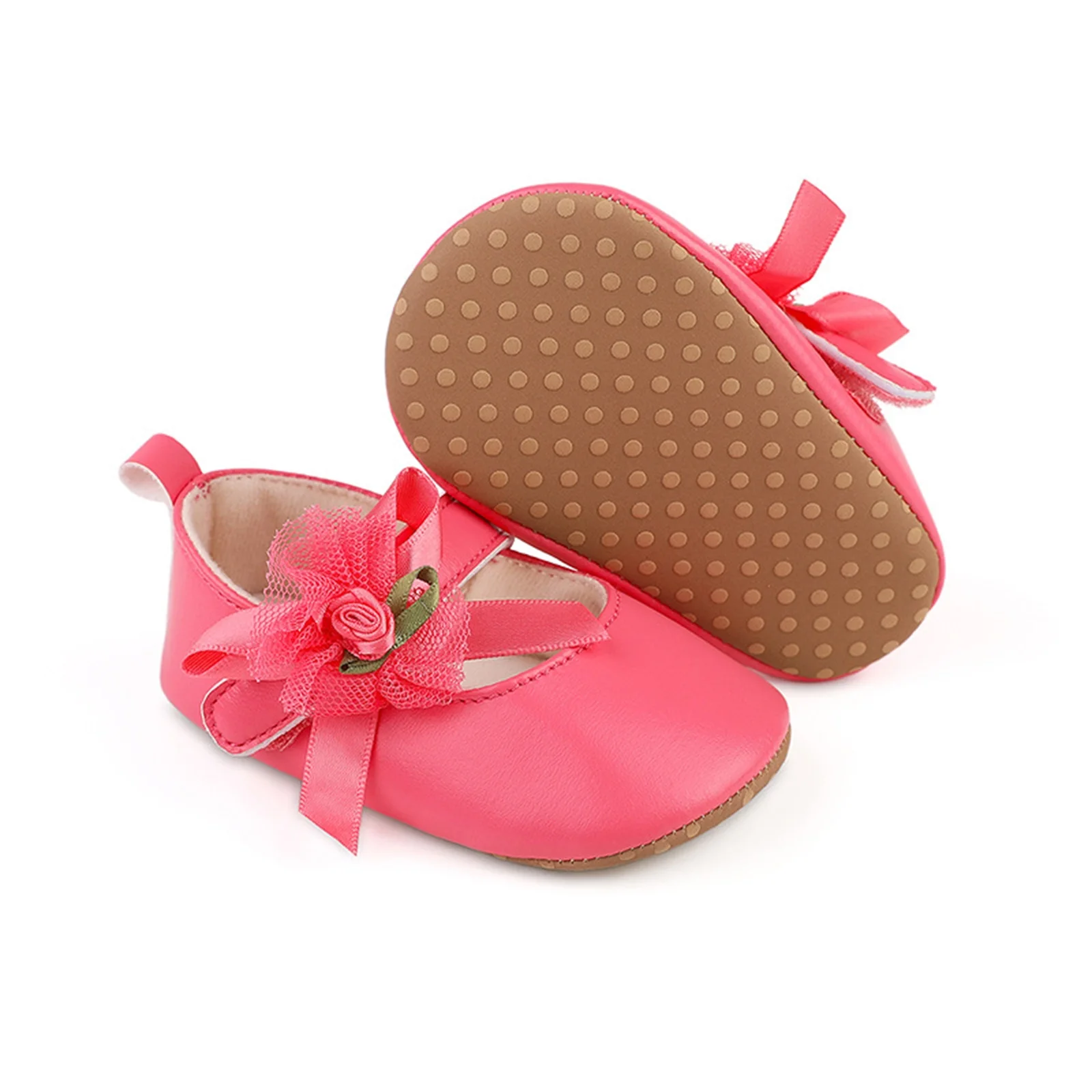 EWODOS Toddler Baby Girls Sweet Princess Shoes Soft Flower Bowknot Non-slip Shoes Bottom First Walker Toddler Girl's