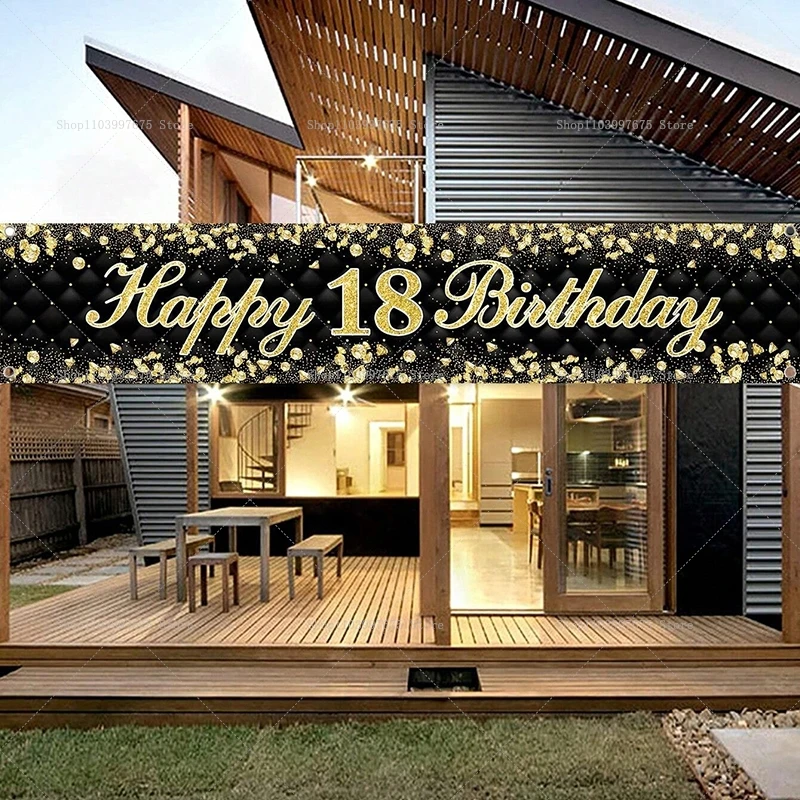 Alles Gute zum 18. Geburtstag Banner Dekoration 30 40 50 60. Jubiläumsfeiern Vinyl Hintergrund Hofschild Party-Hintergrund im Freien