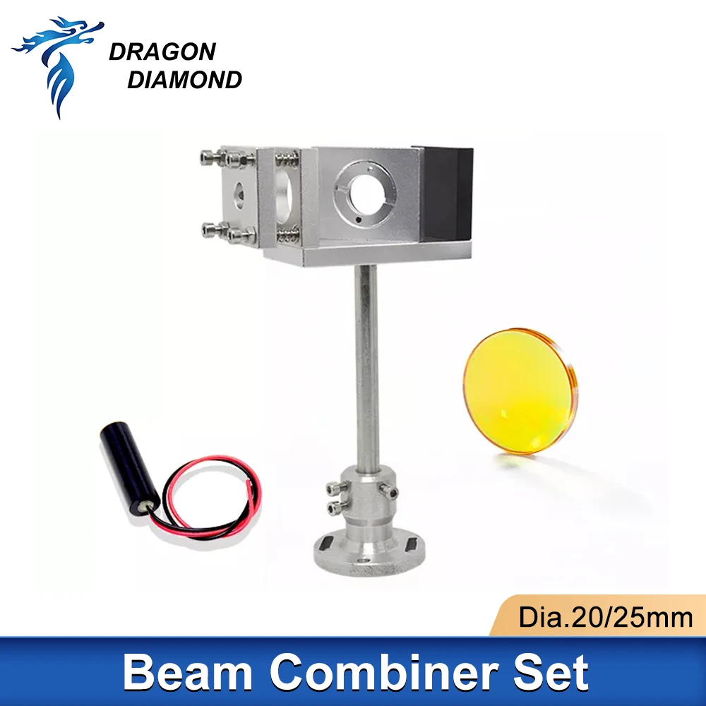 

Beam Combiner Set Lens 20mm/25mm ZnSe Laser Beam Combiner+Mirror Mount+ Laser Red Pointer 5V for Laser Engraver