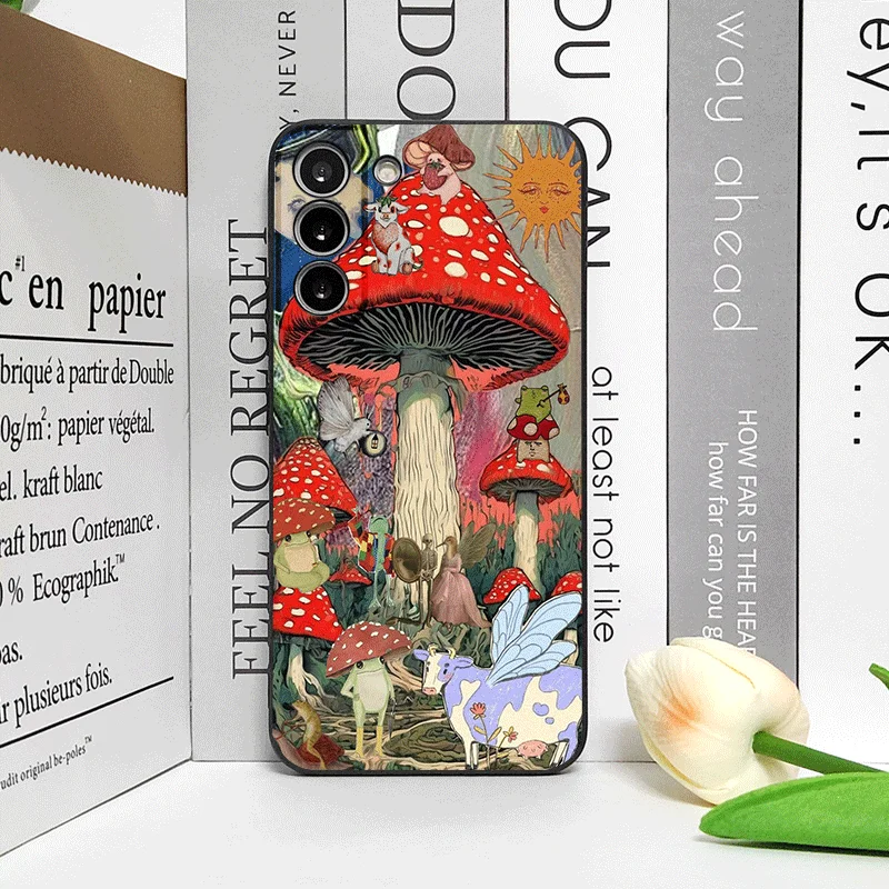 Cartoon Mushroom Collage Art Phone Case - Soft Cover s