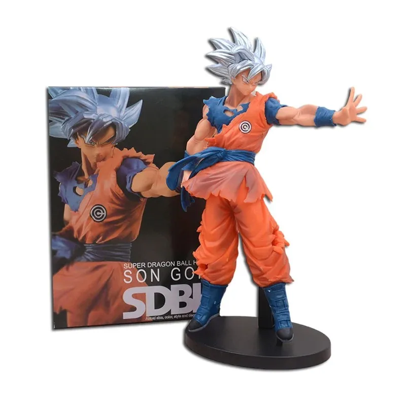 シルバーのドラゴンボールのアクションフィギュア,24cm,漫画の髪