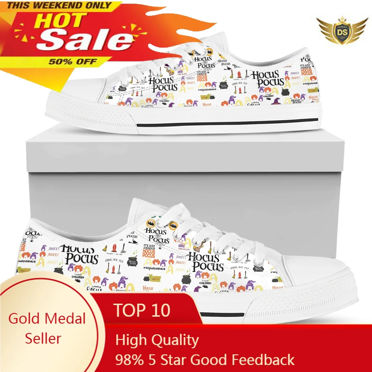 

Hocus Pocus Design Whie Black Wome Vulcanized Shoes Halloween Party Flats Casual Lace Up Comfort Sneakers Zapatos De Mujer