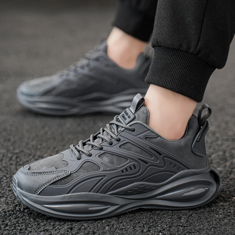 Comfortable and Stylish Men's Casual Sneakers - Solid Color, Round Toe Design, Lightweight Fabric Upper, Non-Slip and Wear-Resistant Sole, Breathable Fabric Insole, Suitable for Outdoor Running and Everyday Wear -