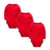 Honeyzone 3PCS/Sets Red Unisex Baby Bodysuit Loungewear Soft Long Sleeve Cotton One-Piece Jumpsuit Newborns Baby Clothing Babies