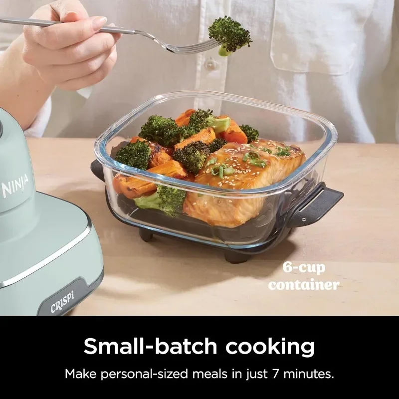 Air Fryer, Microwave, Freezer & Dishwasher Safe, Non Toxic Glass Portable Cooking System, 4 QT & 6 Cup Glass Containers 5