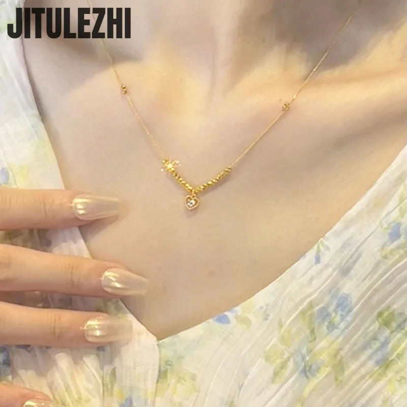 

925 Sterling Silver Necklace Pendant For Women Jewelry Love Necklace Luxury Design Sense Micro Set Zircon Heart Shaped Collar