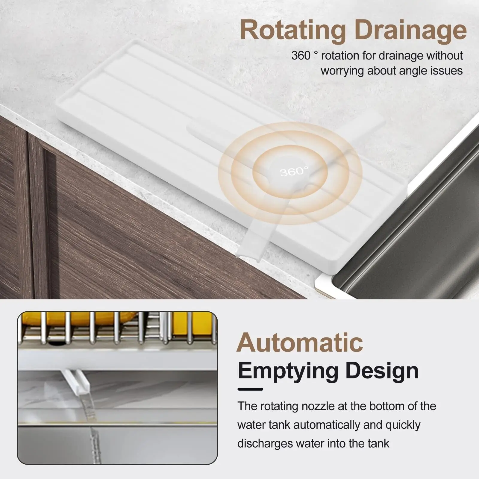 Kitchen Sink Caddy Organiser With Auto Drain Tray Sponge Storage Brush Holder: 3 - 5 Days Free Delivery Only UK