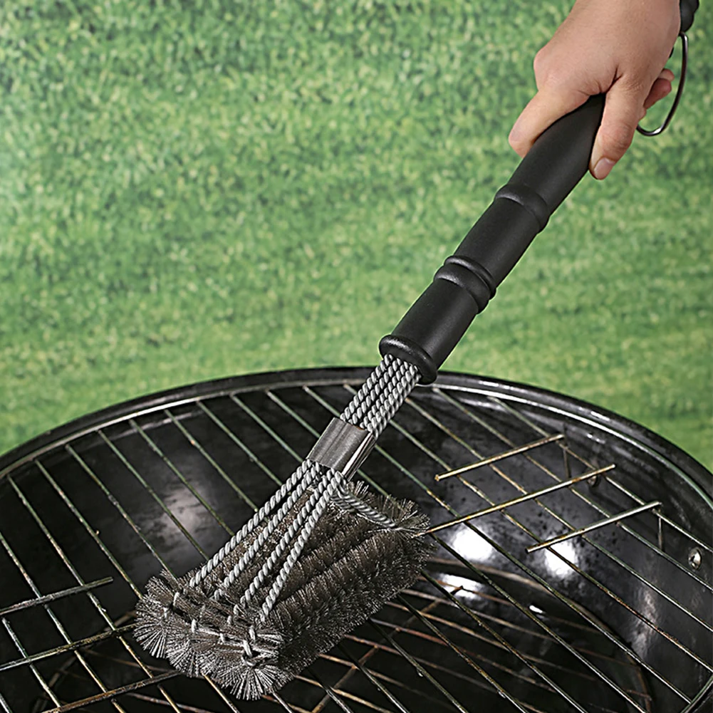Grill Brush 3/2 Layer BBQ Safe Brush Scraper with Deluxe Handle 18 inch Grill Cleaner Stainless Steel Bristle