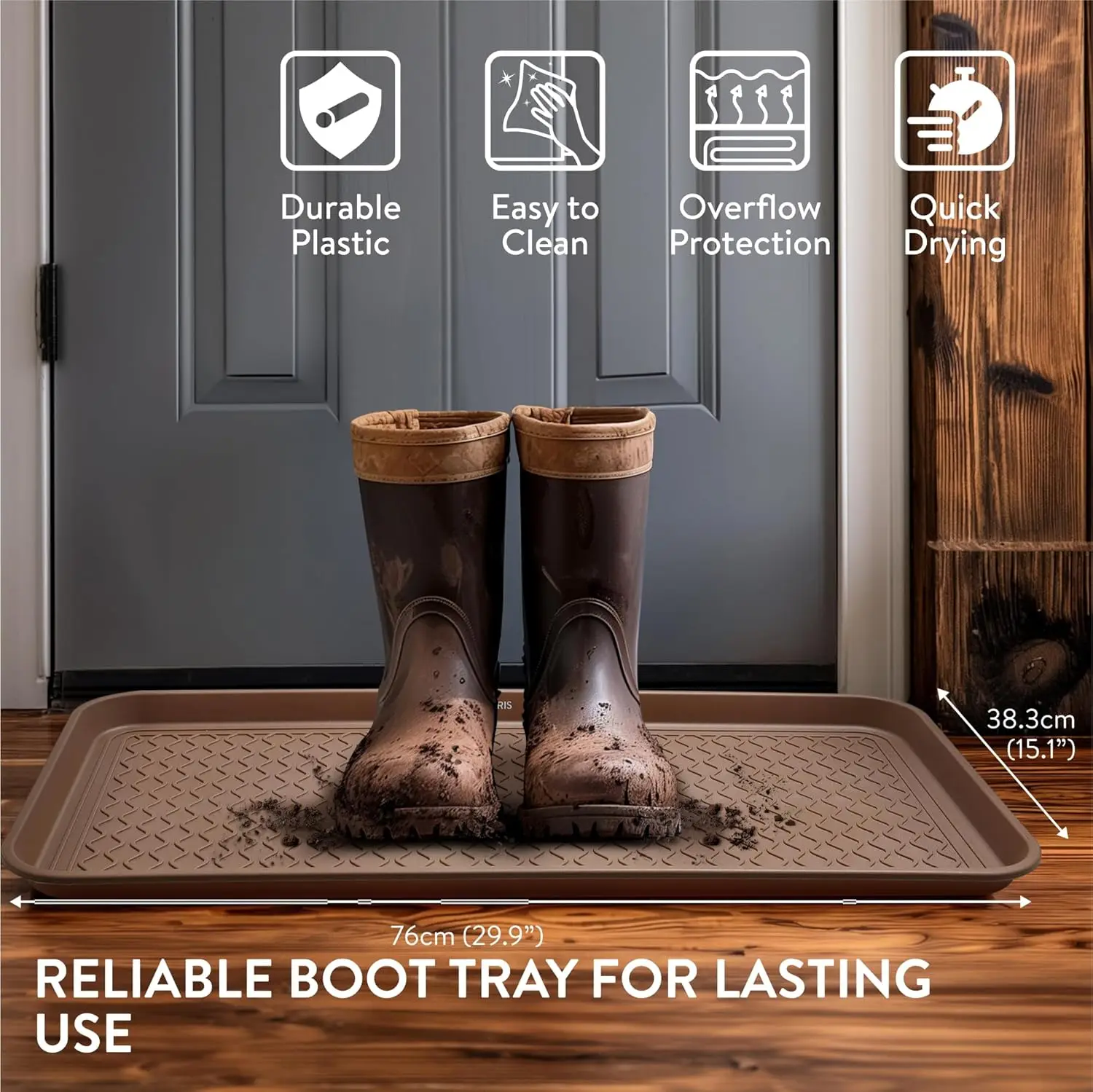 Shoe Drip Tray - Waterproof Indoor or Outdoor Welly Boot Storage Tray - Shoe Mat for Wellies, Muddy Boots, Rain Boots 3
