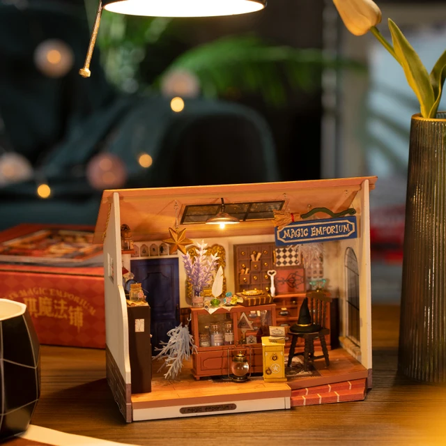 Robotime Rolife DIY Mystery Archives Bureau Decorative Ornament Kids Adult Miniature Fantasy Magic Doll House Wooden Kit Toy 2