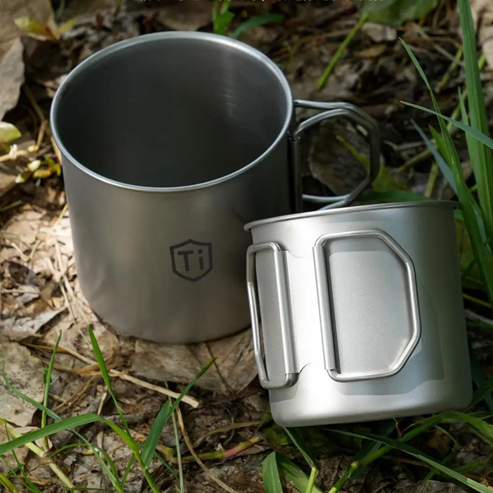 Outdoor Camping Mug Folding Handle Thickened and Shock-resistant Portable Tableware For Hiking & Picnic