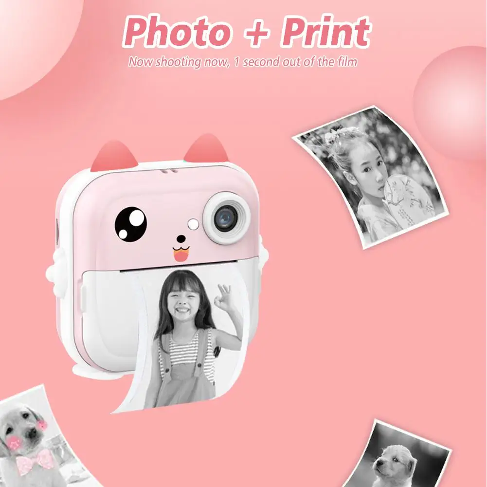 Digital Camera Cute Children's Instant Camera With Printing Paper Kids Video Digital Cameras For Children Instant Maiden Toy Boys Birthday Gift