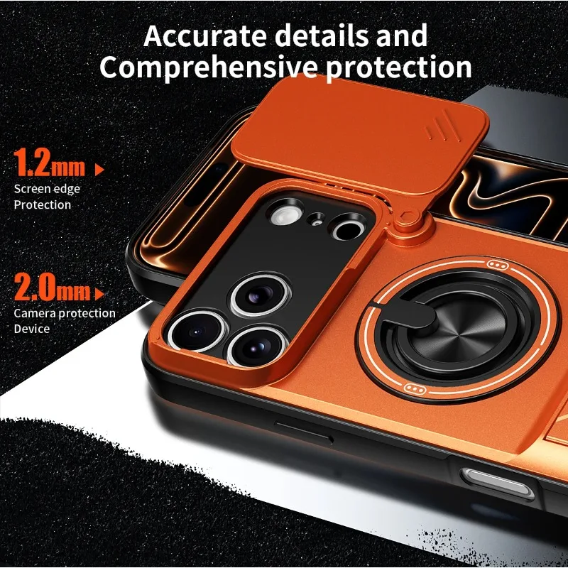 Premium Slide Camera Protection Phone Case with Upright Kickstand and Magnetic Shockproof Back