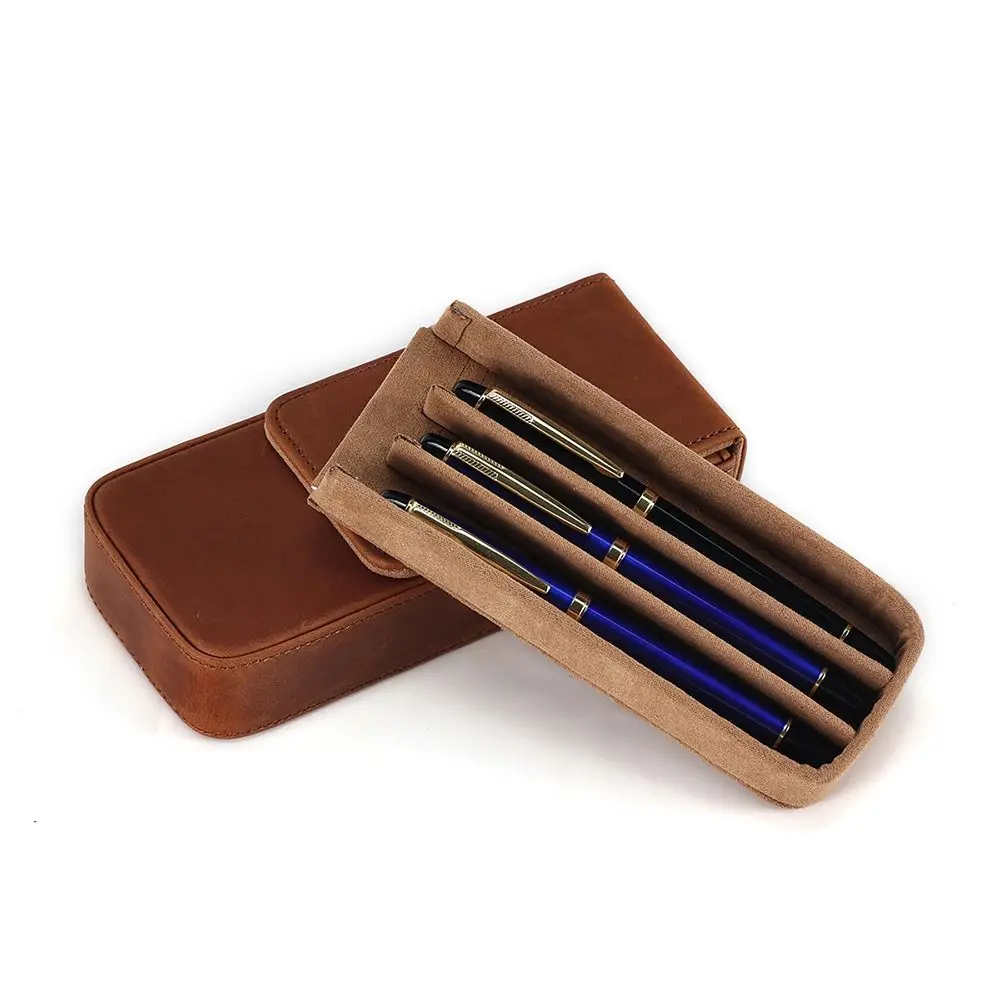 

Ручка перьевая из кожи Крейзи Хорс, роскошный винтажный портативный съемный защитный рукав, ручная работа, портфель