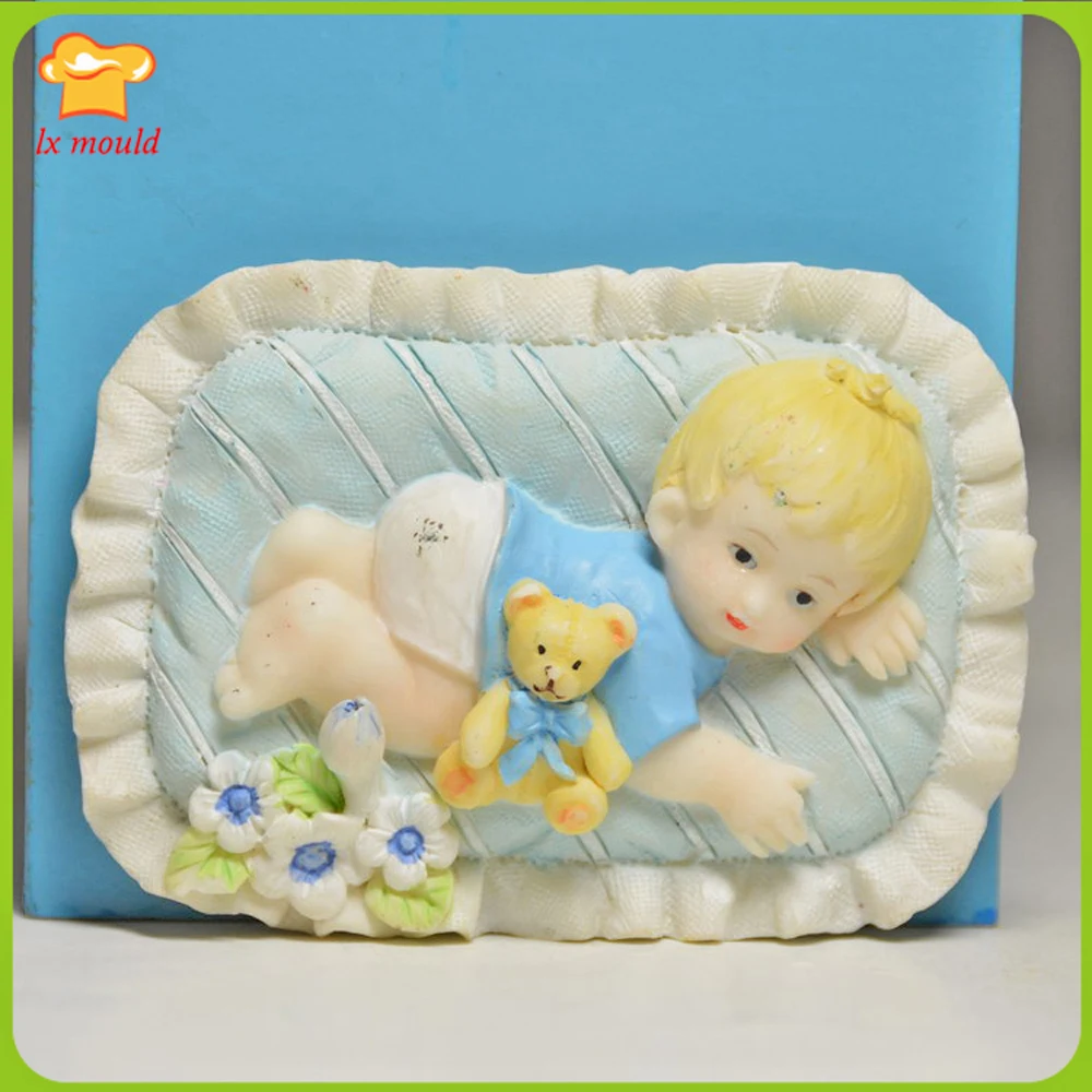 Baby & Muppet Bear Stampi In Silicone Infant Kids Sugar Cake Stampo Per Sapone Fai Da Te Fondente Cottura Al Cioccolato Wave Embosser Border Mold