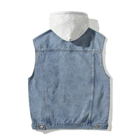 Gilet en Jean Noir à Capuche pour Homme, Streetwear Rétro, Vêtement de Loisirs, Collection Automne et Hiver 3