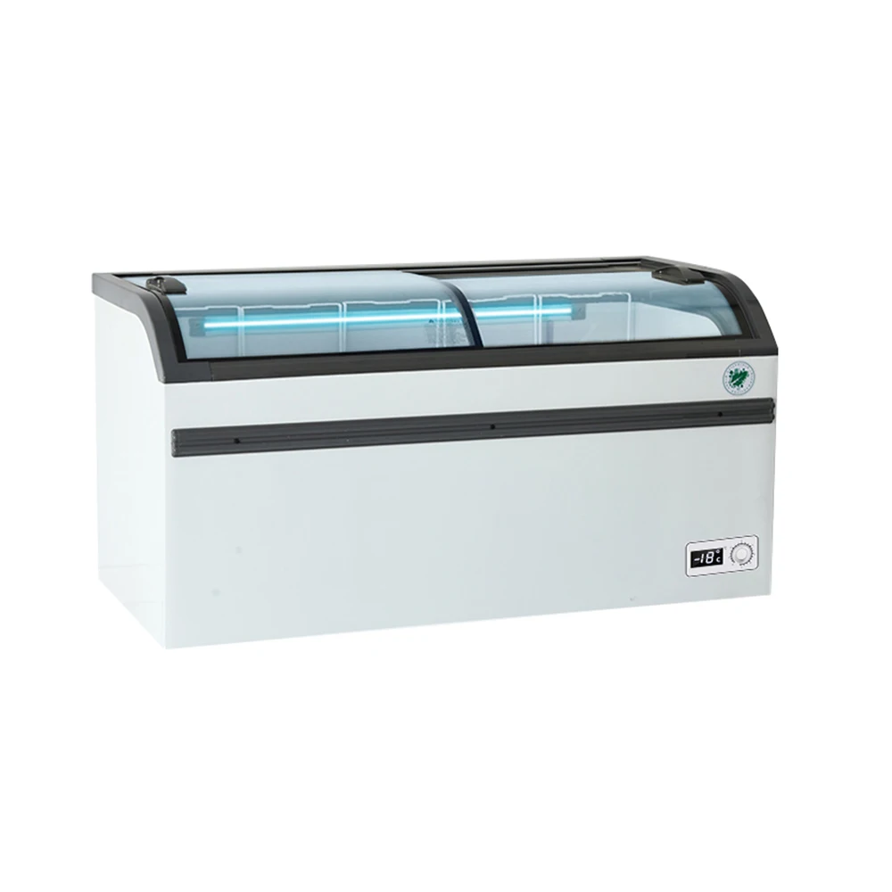 Rebirth High Quality Horizontal Display Commercial Island Freezer for Supermarket with Brand Compressor