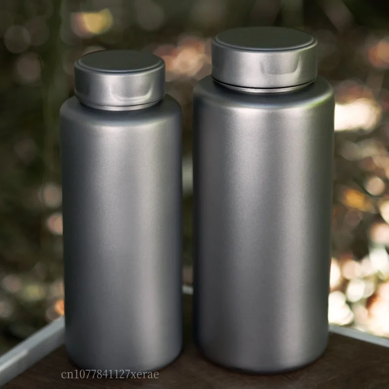Outdoor Pure Titanium Large Caliber Sports Bottle 700ml/1000ml Camping Portable Light Bottle Picnic Single-layer Water