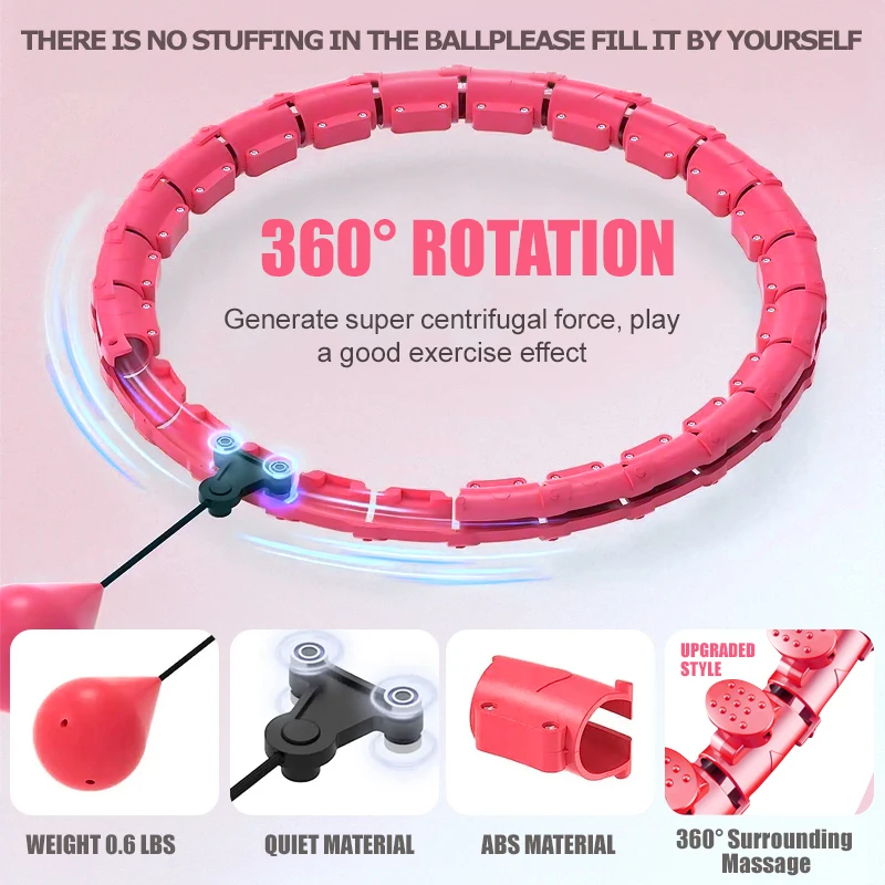 Fitness Hoop WESTTUNE Smart Weighted Fitness Hoop Exercise Circle Infinity Fitness Hoop with Detachable Knots for Adults Weight Loss Exercise