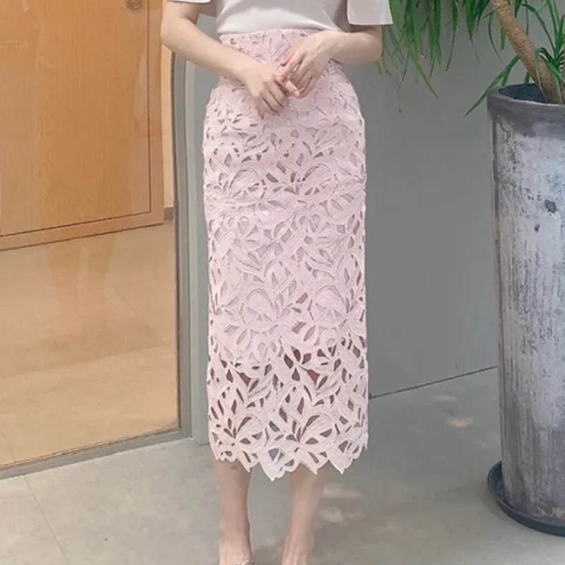 

Japanese Hollow Out Lace Skirt Feminino Sexy High Waist Bodycon Skirts Womens Straight Faldas Mujer Summer Fall Jupe Femme