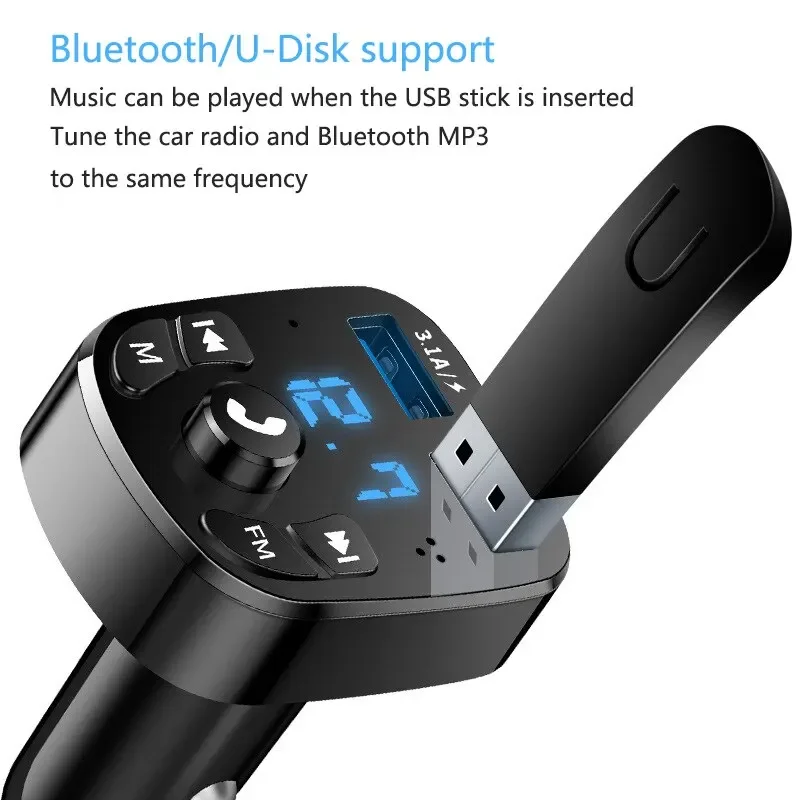 Bluetooth FM Transmitter Car MP3 player Dual USB fast charger FM Bluetooth receiver Bluetooth 5.0 USB flash drive plug car kit