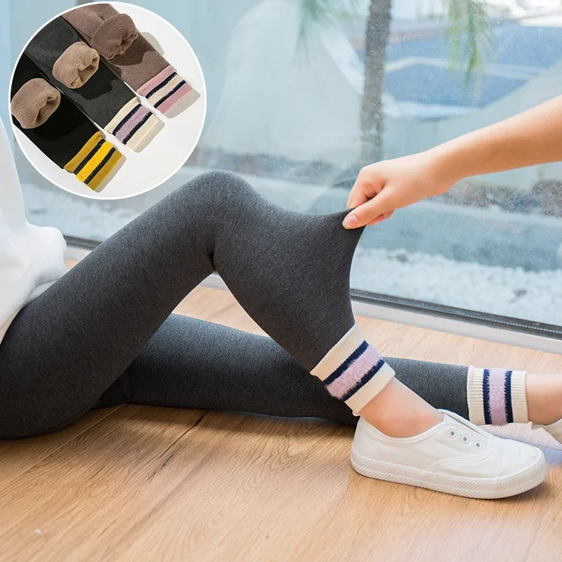 Baby Girls Winter Pants Plus Velvet Thickening Leggings Kids Warm Leggings Children Girl Skinny Pencil Pants Slim Warm Trousers
