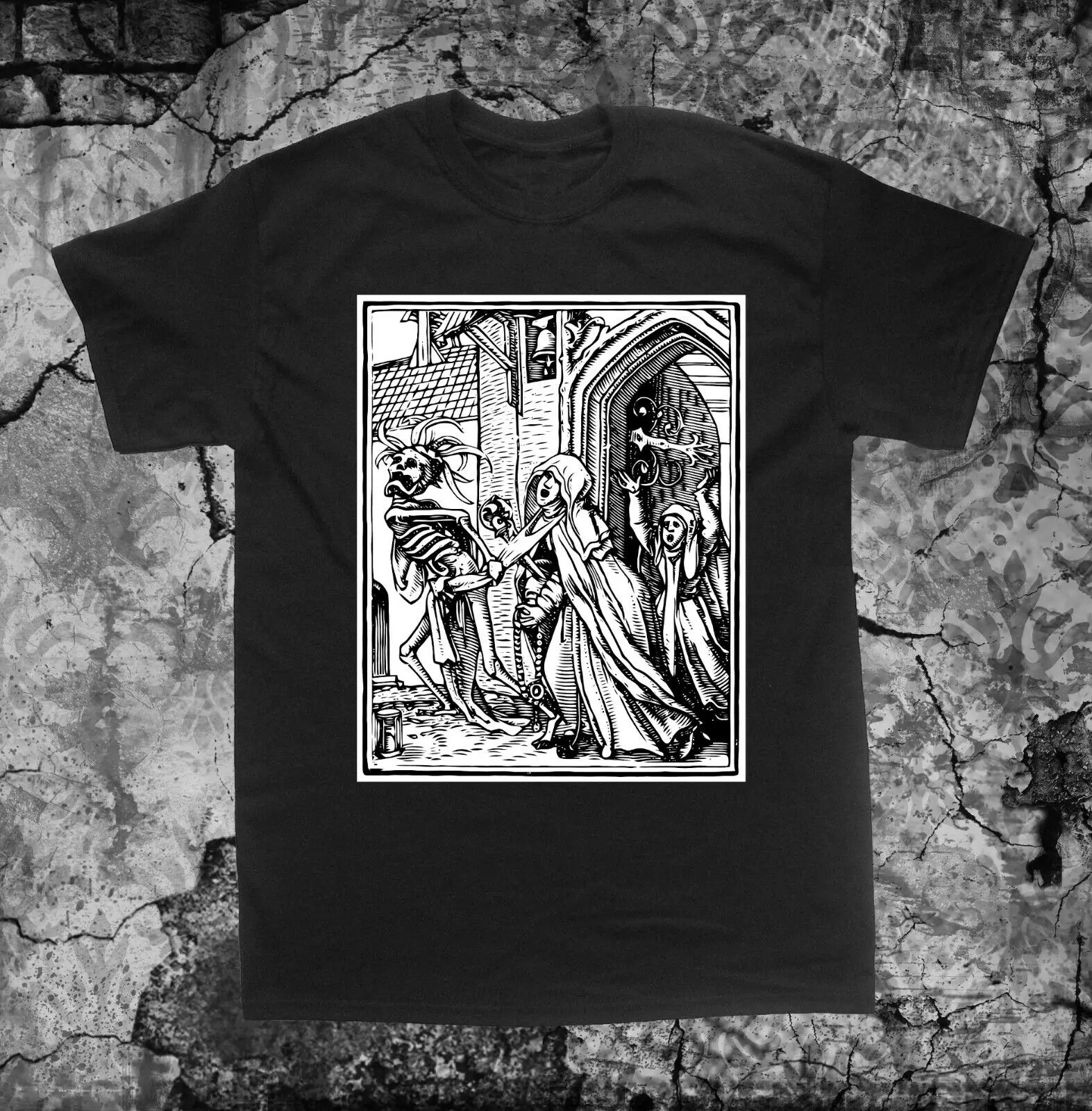 Memento Mori Shirt - Hans Holbein Dance Of Death Ricorda Skull Skeleton Occulto Maniche Lunghe O Corte