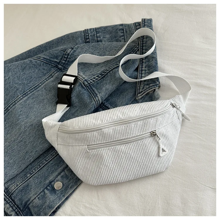 Lightweight Corduroy Fanny Pack Crossbody Bag Fashionable Retro Style Casual Chest Waist Bag Fresh Style Korean Version Handbags 7