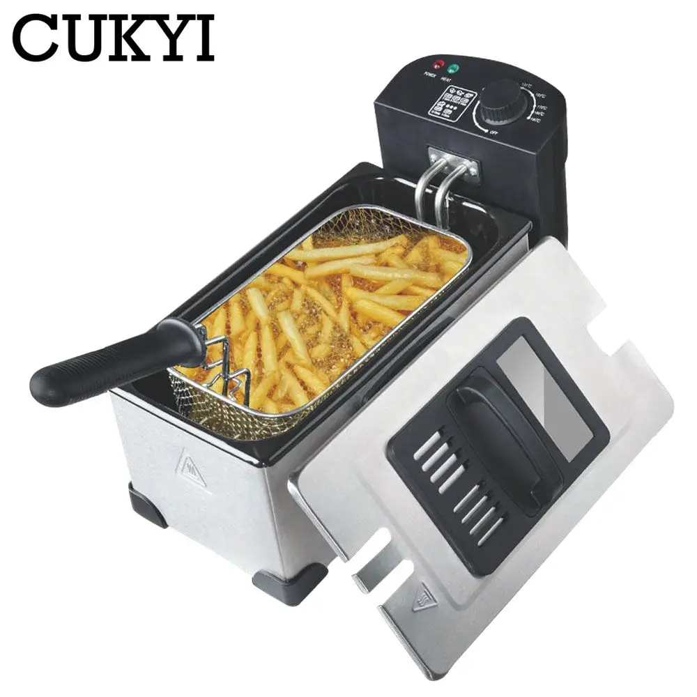 CUKYI 3L 가정용 프라이어 기계, 전기 프라이어, 프렌치 프라이 메이커, 딥 오븐 요리 냄비, 바베큐 도구, 0~130℃ 온도 조절, 220V Best5 CUKYI 3L 가정용 프라이어 기계, 전기 프라이어, 프렌치 프라이 메이커, 딥 오븐 요리 냄비, 바베큐 도구, 0~130℃ 온도 조절, 220V Best5