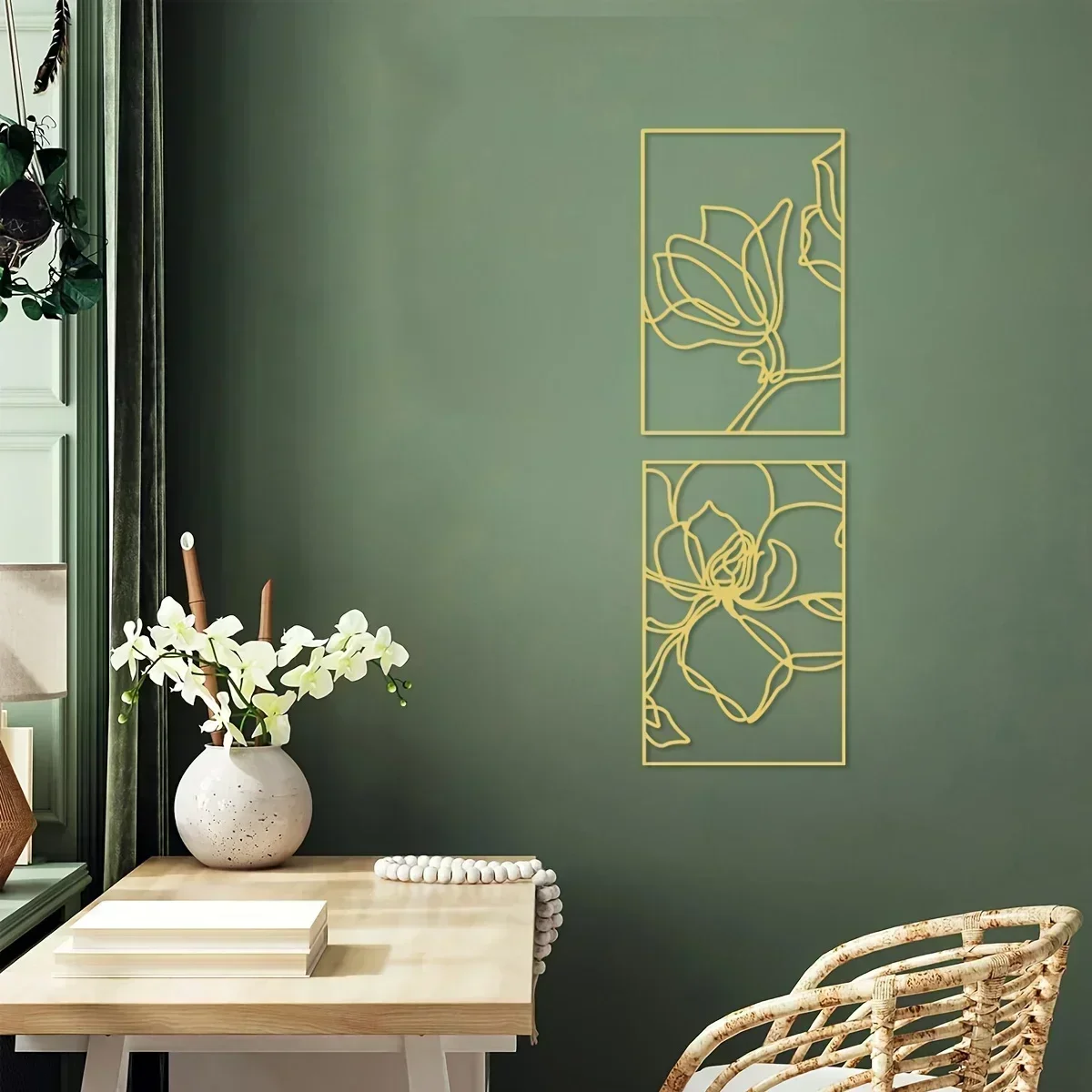 

CIFBUY Decoration Metal Wall Art Metal Wall Hanging Decor Large Gold Wall Decorative Art Frames Floral Artwork Metal Art Hom