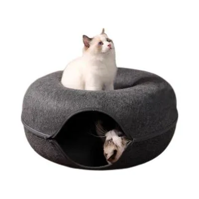 Warm Felt  Bed All Season Universal Winter Heated Tunnel Doughnut Dog House Pet Toy Tire  Nest Cozy Den for Kittens
