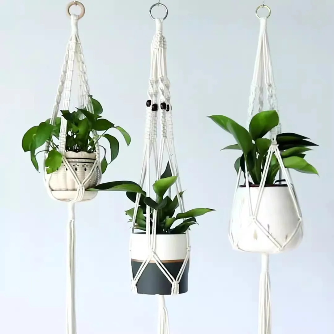 Handcrafted Macrame Hanging Plant Holder for Garden and Home Decor