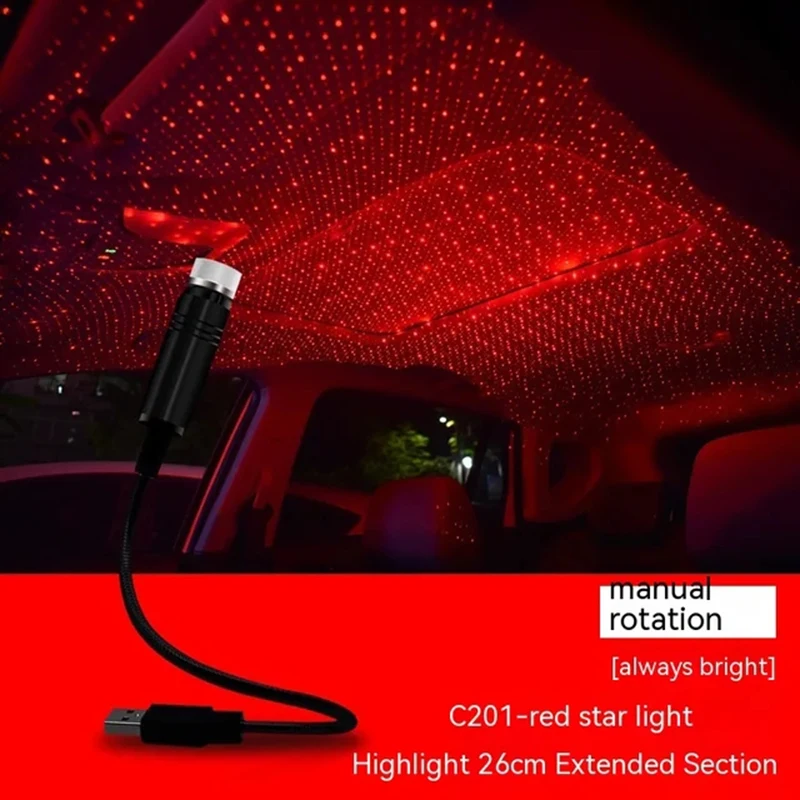 Ambient Light Car Interior Ambient Light USB LED Car Interior Decorative Light Roof Star Light Projector Adjustable Atmosphere Galaxy Lamp For Room Ceiling Decor