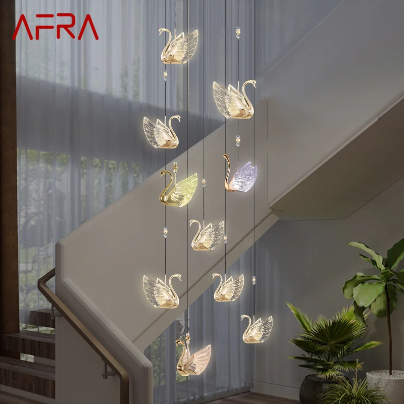 

AFRA Nordic Swan Chandelier Lamp Fixtures Modern Creative LED Pendant Lights for Home Living Dining Room Decor