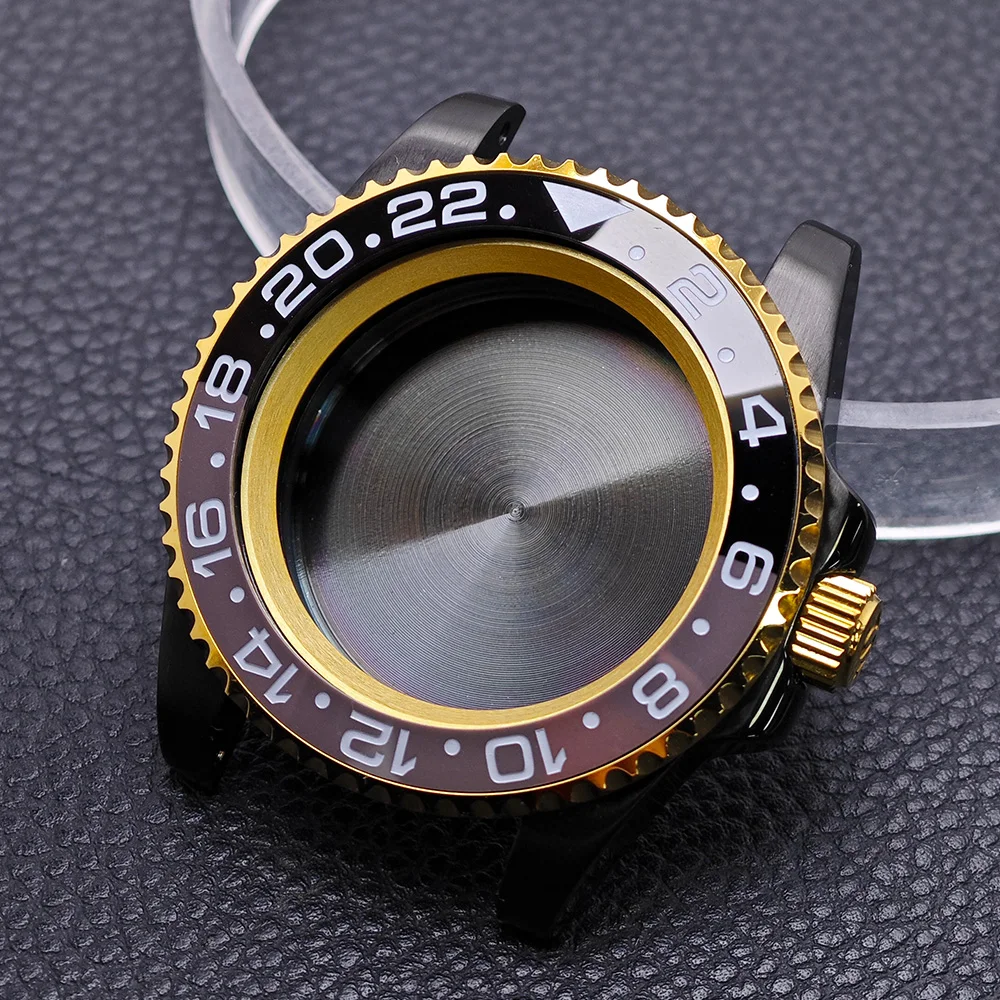High-Quality Black Gold/Rose GMT Case with Chapter Ring - Stainless Steel Waterproof Accessories