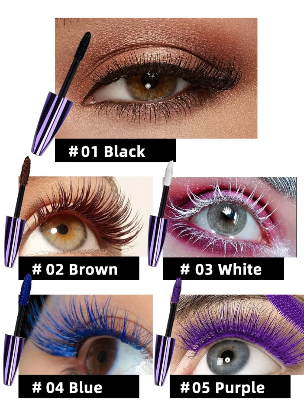 Mascara viola blu 5d waterproof allungante e incurvante_voghion.com
