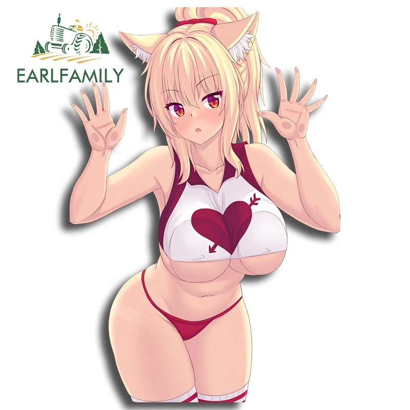 

EARLFAMILY 13cm x 9.3cm for Wolf Tiffy Neko Girl Car Stickers Anime Waterproof Vinyl Car Accessories Decal Windows Funny Decals