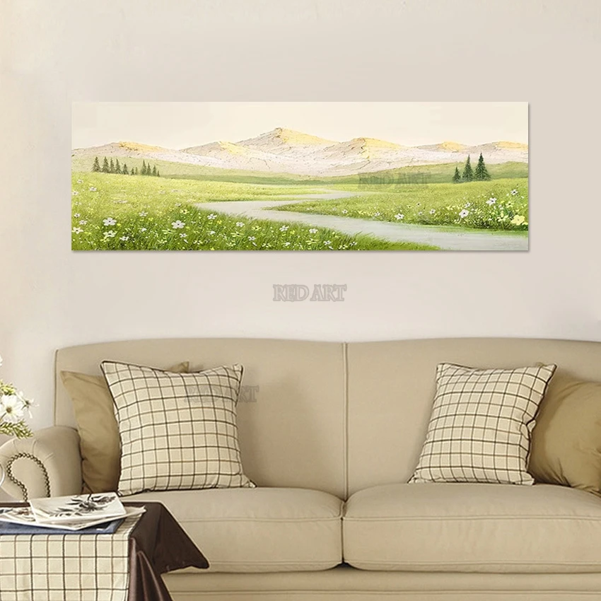 

Large Size Luxury Living Room Decor Big Oil Painting, 100% Hand Painted, Grassland Landscape Abstract Canvas Wall Picture Art