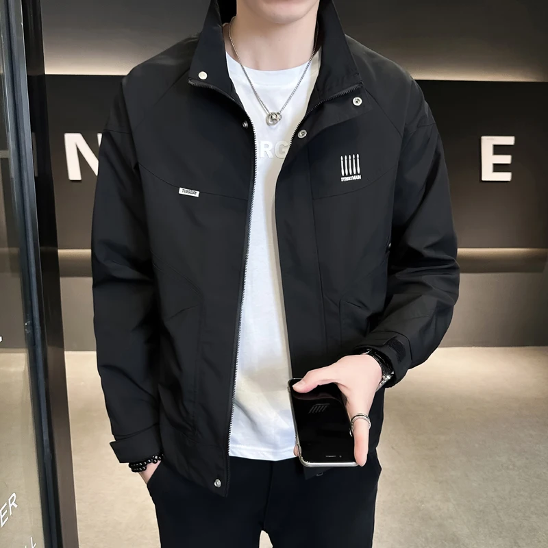 Hot selling men's jacket 2024 new spring camping outdoor boutique work overcoat simple and personalized fashion men's clothing