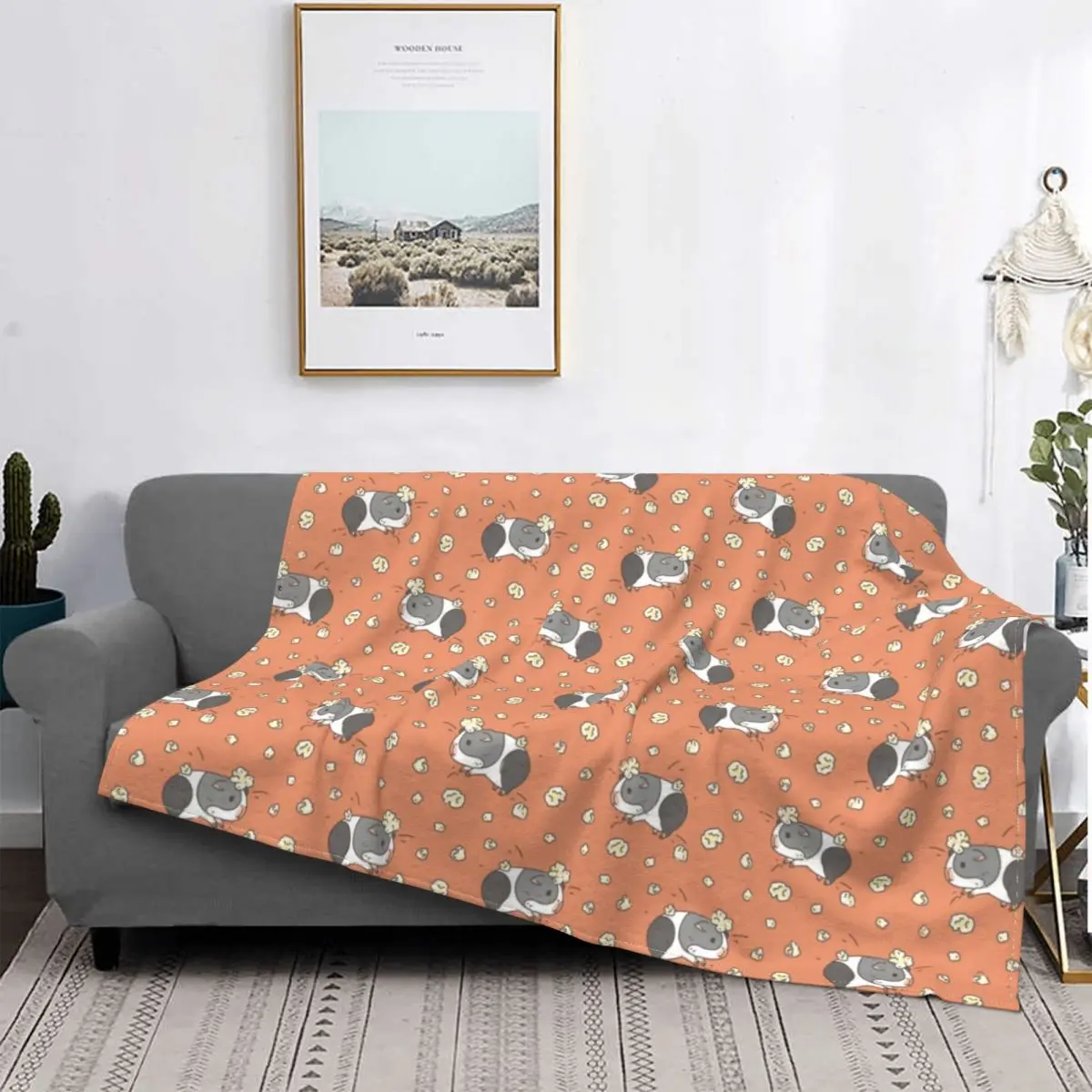 

Guinea Pig Popcorning Blanket kawaii cute cartoon animal Flannel Throw Blankets Bedroom Sofa Personalised Soft Warm Bedspreads
