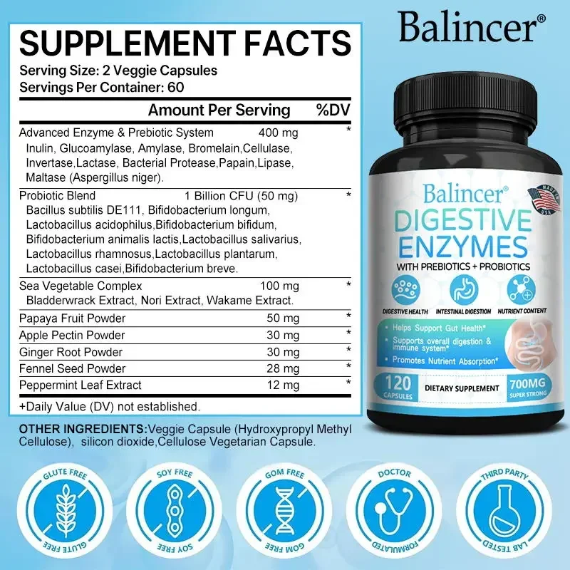 Digestive Enzyme Supplement Digestive Enzyme with Prebiotic + Probiotic For Adult Men and Women