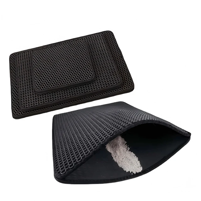Double Layer Cat Litter Mat with Waterproof Non-Slip Washable Pet Litter Box Mat Sand Trapper Clean Pad Durable Bed Mat 4
