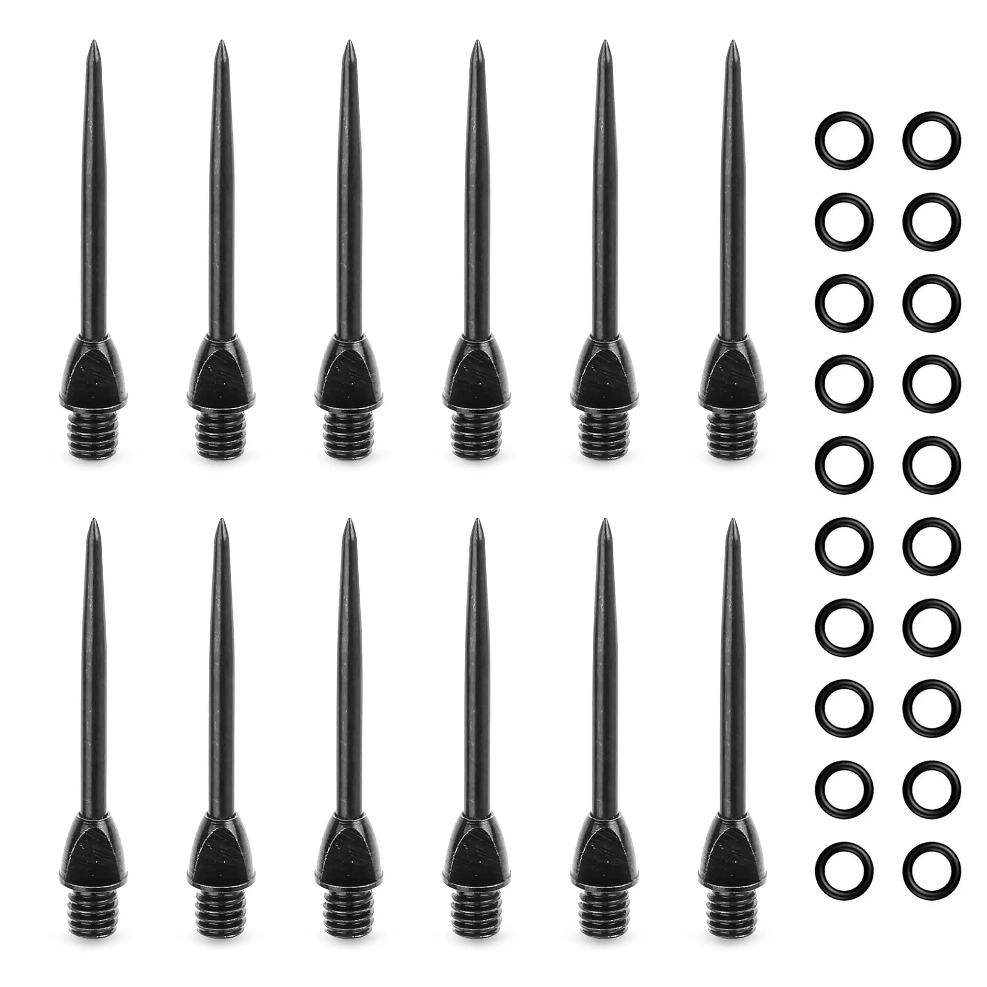 

Steel Dart Tips 12 Packs with 20pcs Rubber O Rings,Converter Points Adapter Points
